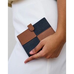 Hyer Goods Luxe Traveler's Wallet Colorblock Leather Brown Black